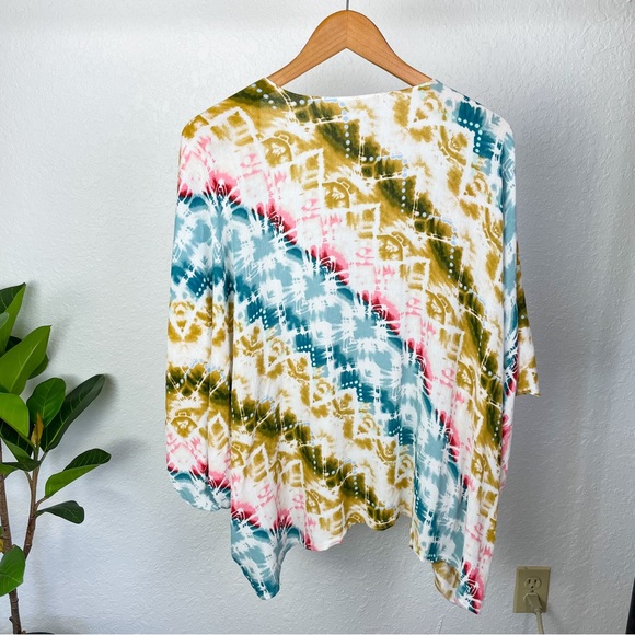 -`♡´- Free! Style Rack Tie Dye Multicolor Aztec Kimono Size S - Picture 10 of 10
